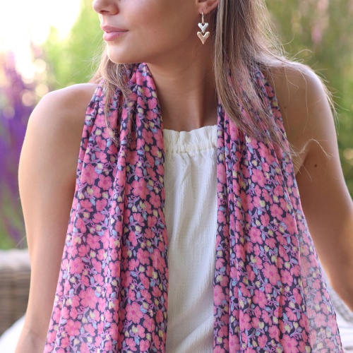 Pink Mix Floral Jasmine Print Scarf by Peace of Mind